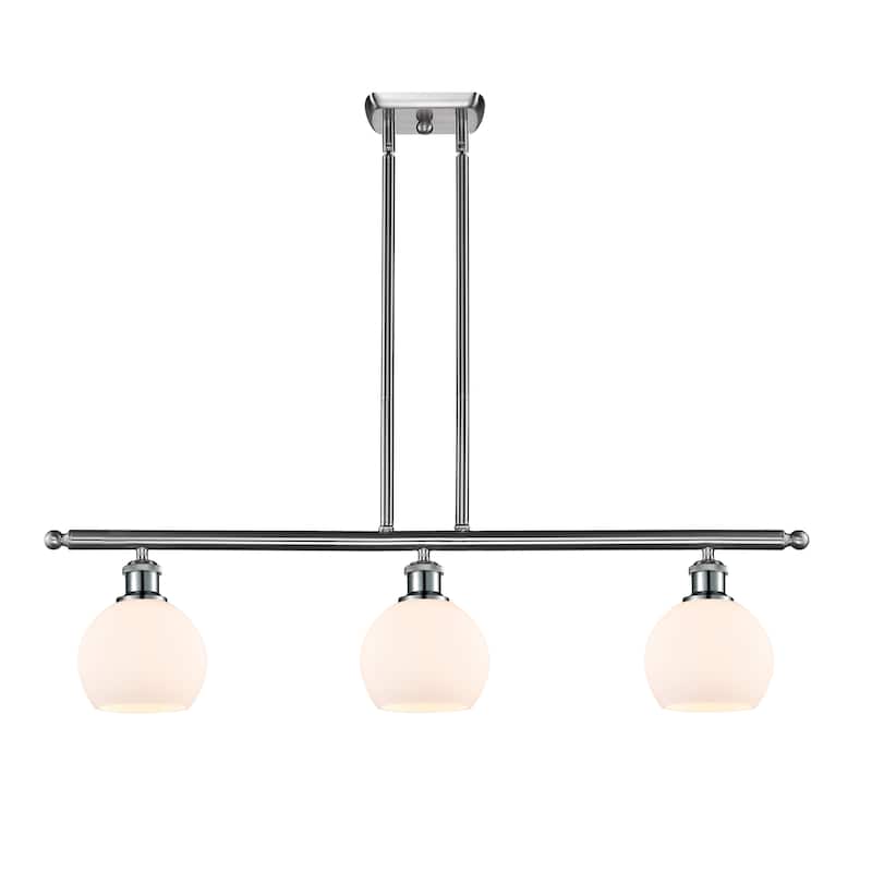 Innovations Lighting Athens 3 Light 36" Island Light - 6" Shade - Matte White/Brushed Satin Nickel