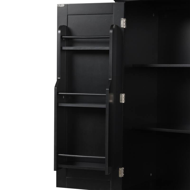 Anti-tipping MDF Floor Cabinet Tall Free Standing Storage Cabinet with Doors, Drawers and Adjustable Shelf for Bathroom Kitchen
