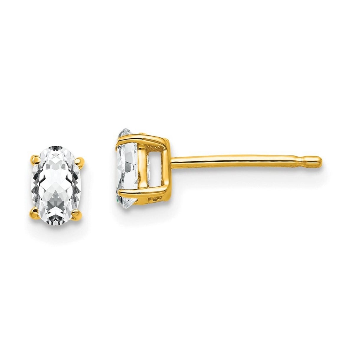 Curata 14k Yellow Gold Polished Post Earrings 5x3mm Oval CZ Cubic Zirconia Earrings - 5x3mm Wide