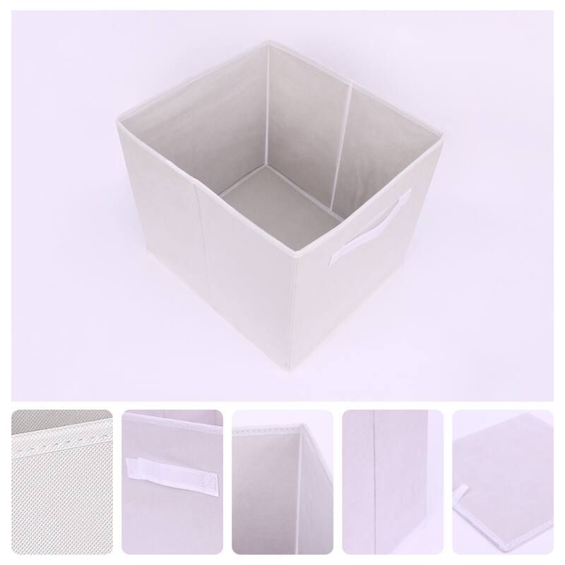 Fabric Storage Cube with Handle, Storage Bin for Shelves Closet, Collapsible Storage Basket for Organizing Clothes Books - White - 15*13*13in