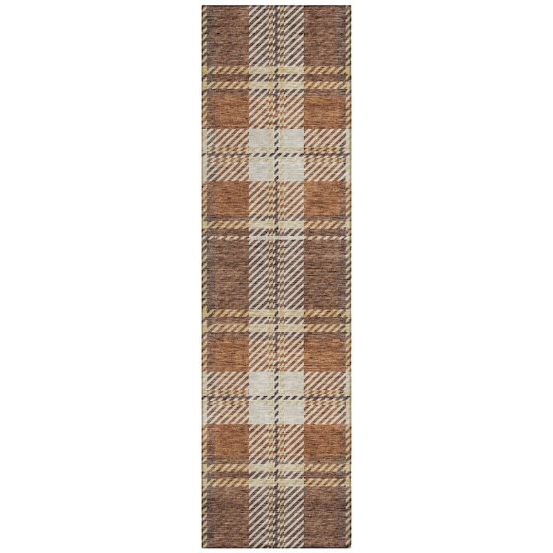 Machine Washable Indoor/ Outdoor Chantille Plaid Cozy Rug