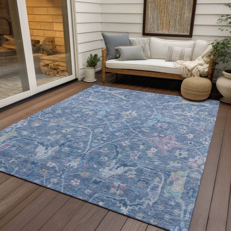 Machine Washable Indoor/ Outdoor Traditional Vintage Chantille Rug