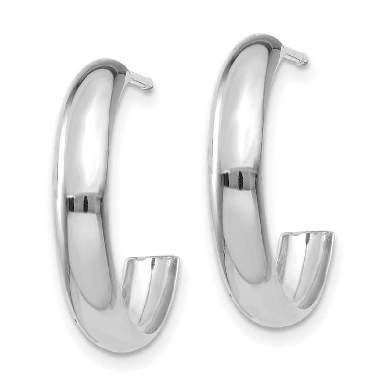 Curata 10k White Gold Polished 17xJ Hoop Earrings