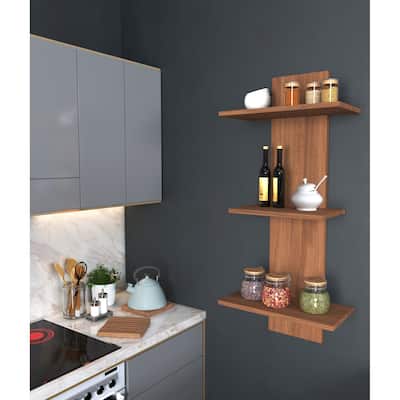 Manada Three-Tier Teak Wall Shelf
