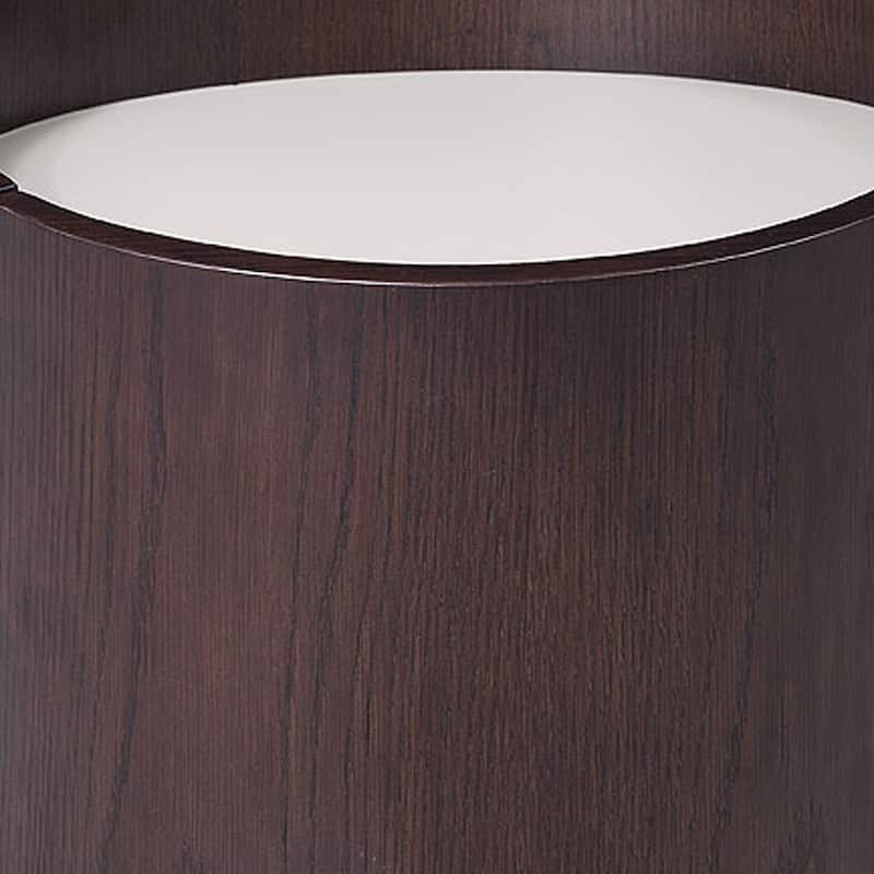 21 Inch Round Solid Wood End Table in Dark Brown Oak Finish Modern Bohemian Living Room Table - 21"L x 21"W x 17"H