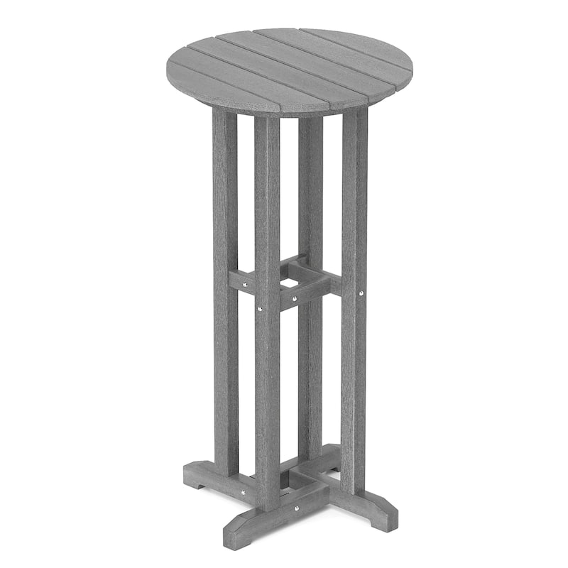 Gymax 21.5'' Round Bar Table Patio HDPE Bar Height Dining Table w/