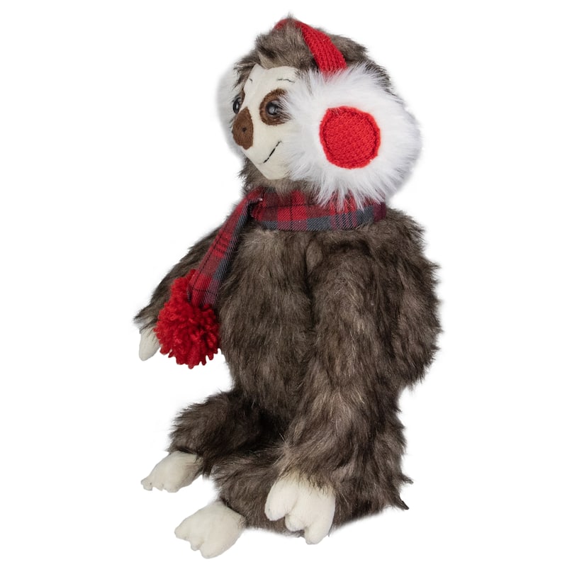 12-Inches Plush Brown Sitting Sloth Christmas Tabletop Decoration - 12"