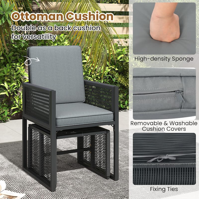 Costway 5 PCS PE Wicker Patio Dining Set Outdoor Conversation Set with - See Details