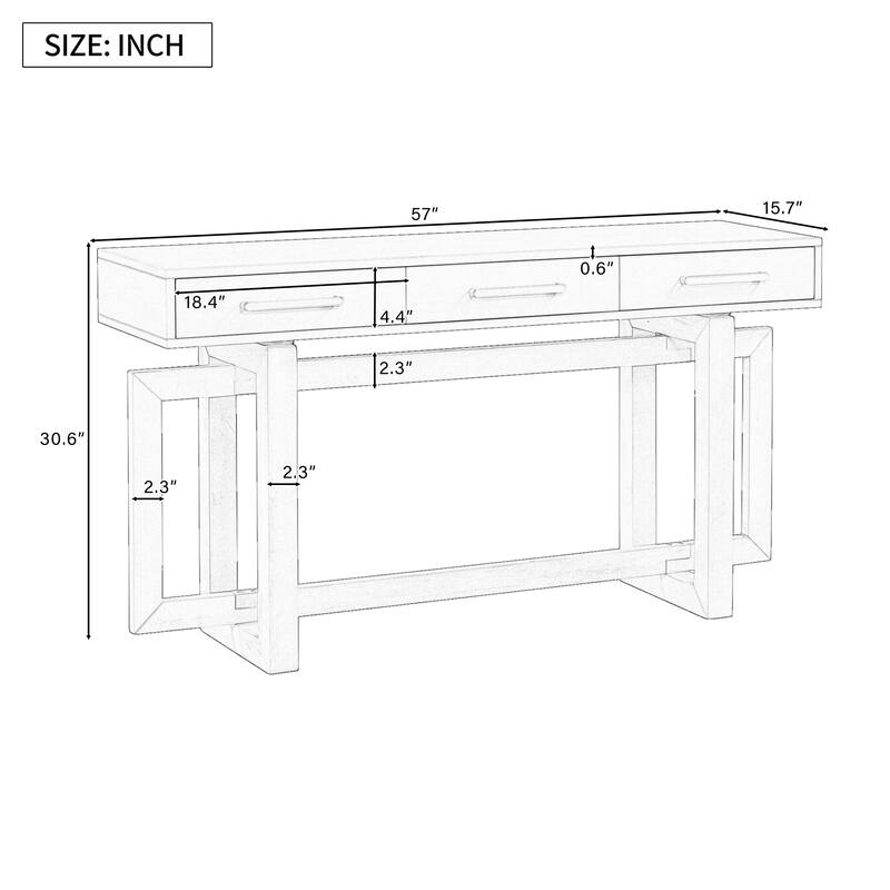 Elegant Console Table with 3 Drawers, 57" Extra Long Entryway Table