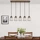 preview thumbnail 18 of 18, Farmsy Modern Farmhouse Linear Faux Wood Metal Chandelier Glass Adjustable Kitchen Island Pendant for Dining Room