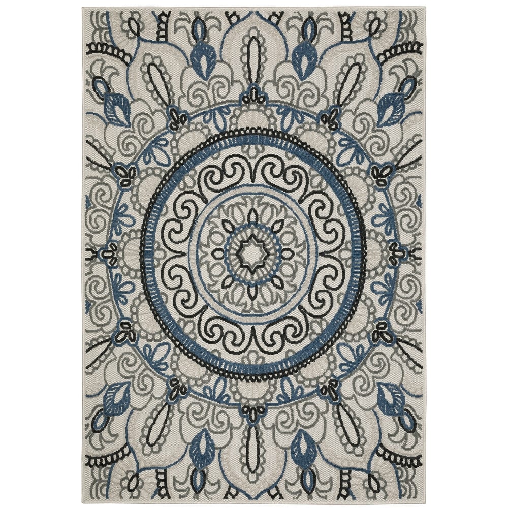 Vista Home Talcot Bohemian Medallion Gray/Blue Indoor-Outdoor Area Rug