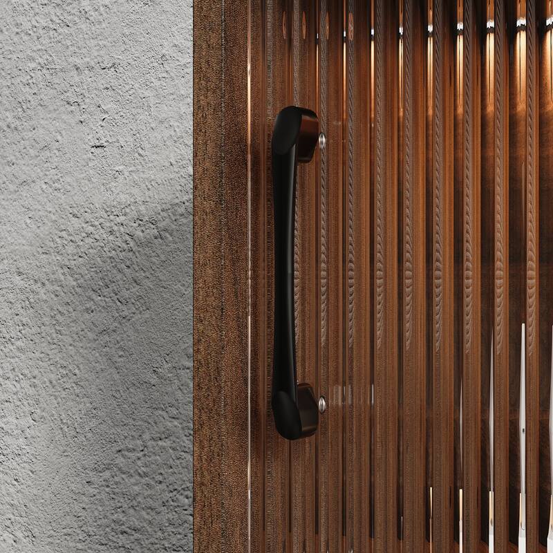 LED Lighted Display Cabinet with Fluted Glass Doors, Wooden Sideboard Buffet Cabinet for Living Room or Dining Room