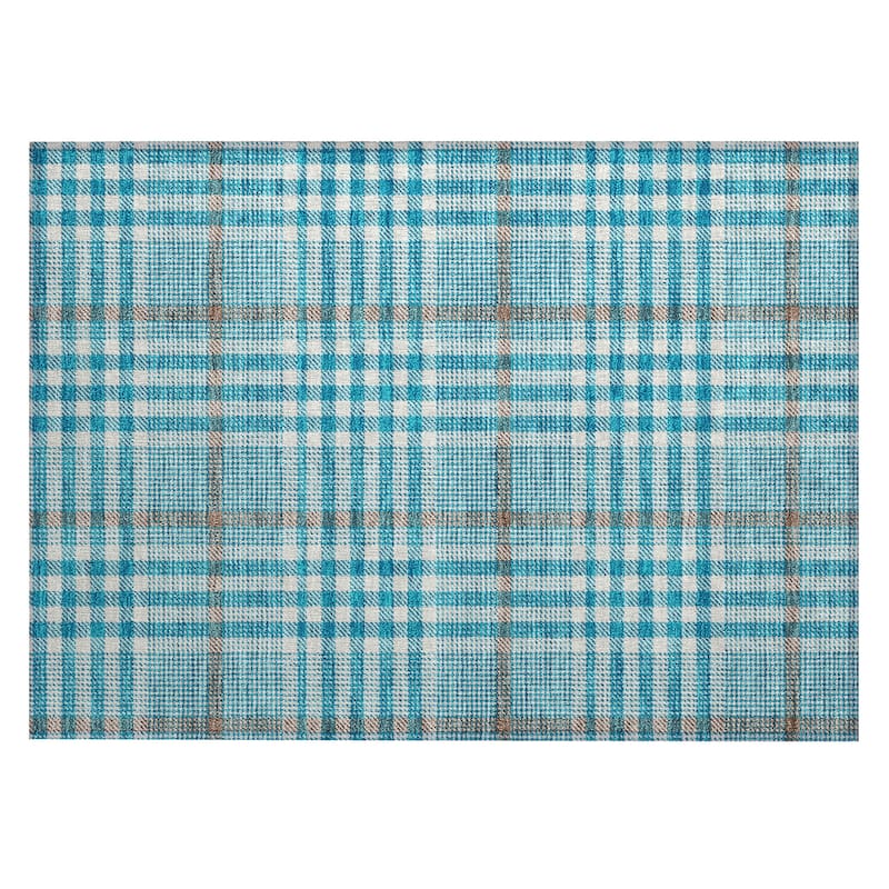 Machine Washable Indoor/ Outdoor Plaid Chantille Rug