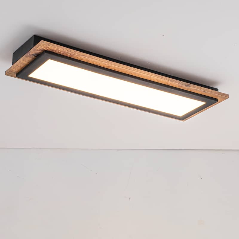 21.3" Modern Rustic Natural Wood LED Ceiling Light for Living Rooms & More - 1 Light
