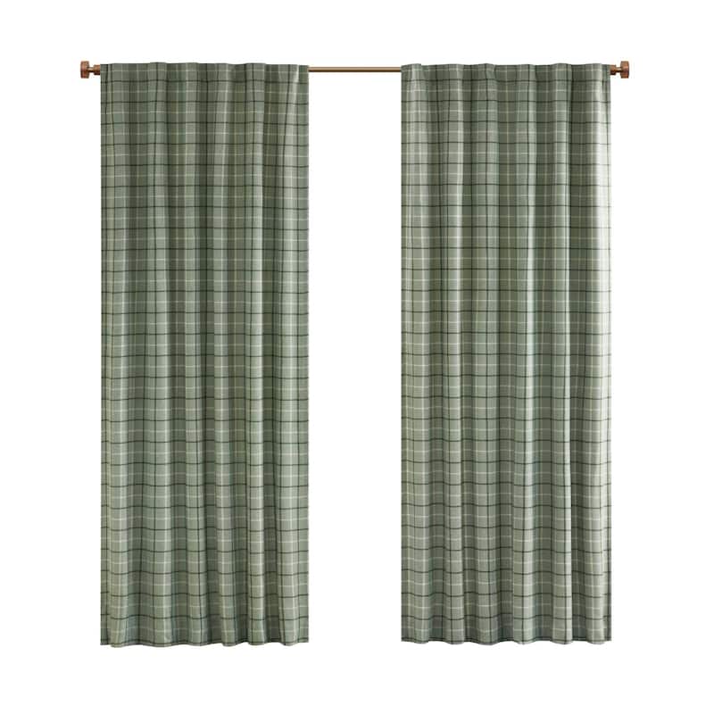 Madison Park Anaheim Plaid Rod Pocket and Back Tab Single Curtain Panel with Fleece Lining