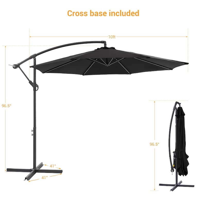BONOSUKI 10ft Patio Offset Umbrella,w/Crossed Base Cantilever Umbrella