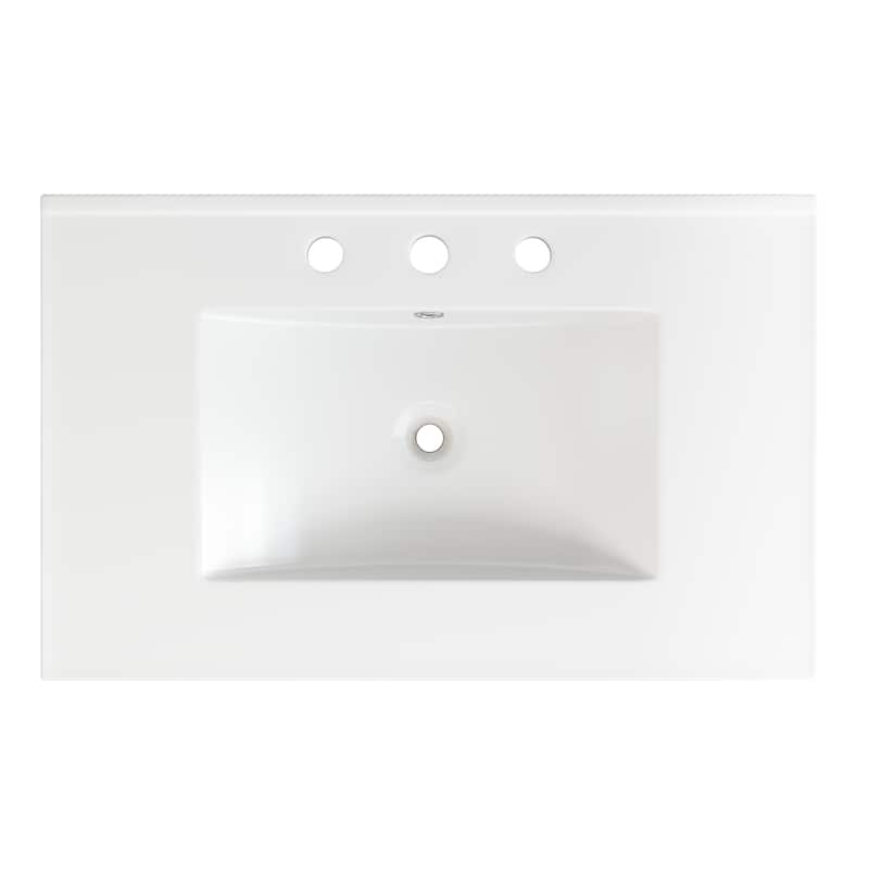 Christopher Knight Home - Mid-Century Freestanding Bathroom Vanity with Ceramic Sink, Flip-Up & Dual Drawers