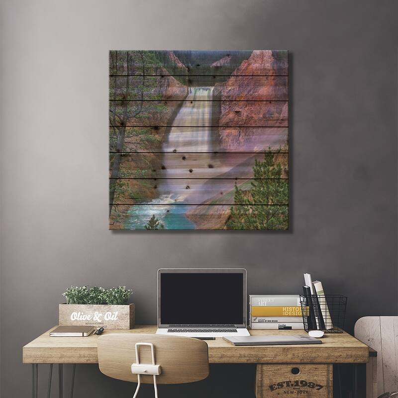 Yellowstone Falls, Yellowstone National Park, Wyoming Print On Wood by Tim Fitzharris - Multi-Color