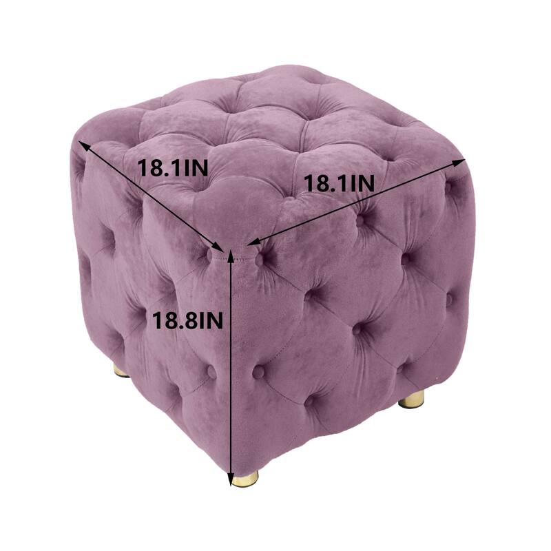 Modern Velvet Upholstered Square Tufted Ottoman by GDFStudio
