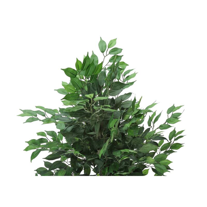 Tall Artificial Ficus Tree - 58" Indoor Floor Plant with Black Pot - Faux Greenery Decor - Green - 58