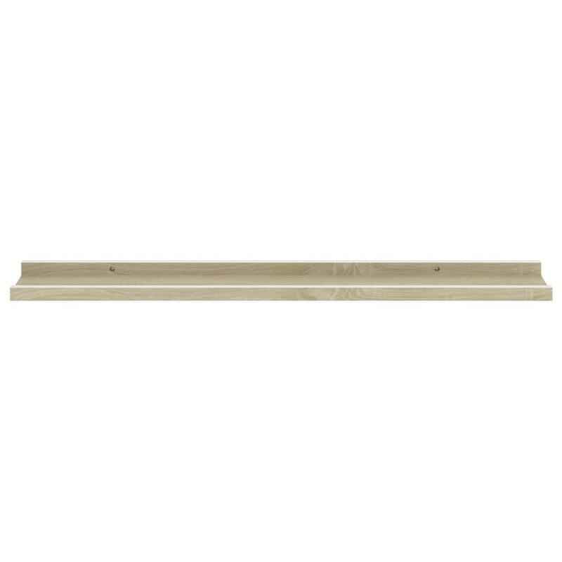 Yuli Wall Shelf Set of 2, Farmhouse Brown White, Raised Ledge Design 32 Inch