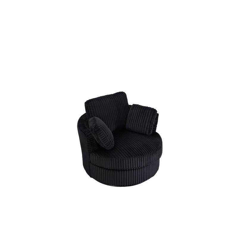 Corduroy 360° Swivel Barrel Chair with 4 Pillows and 400lb Weight Capacity