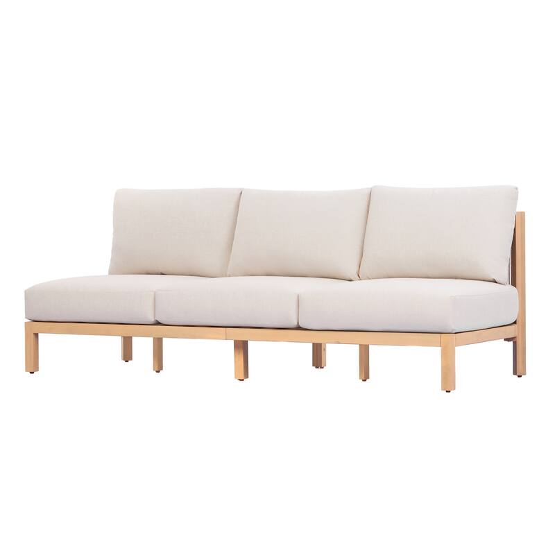 Christopher Knight Home - Outdoor Acacia Wood 3-Seater Sofa with Rope-Braided Backrest & Water-Resistant Cushions