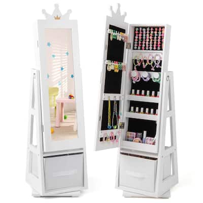 Costway Kids Jewelry Cabinet with Full-Length Mirror Foldable Drawer - See Details
