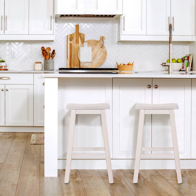 Tylor 29" Saddle Seat Solid Wood Bar Stools (Set of 2)