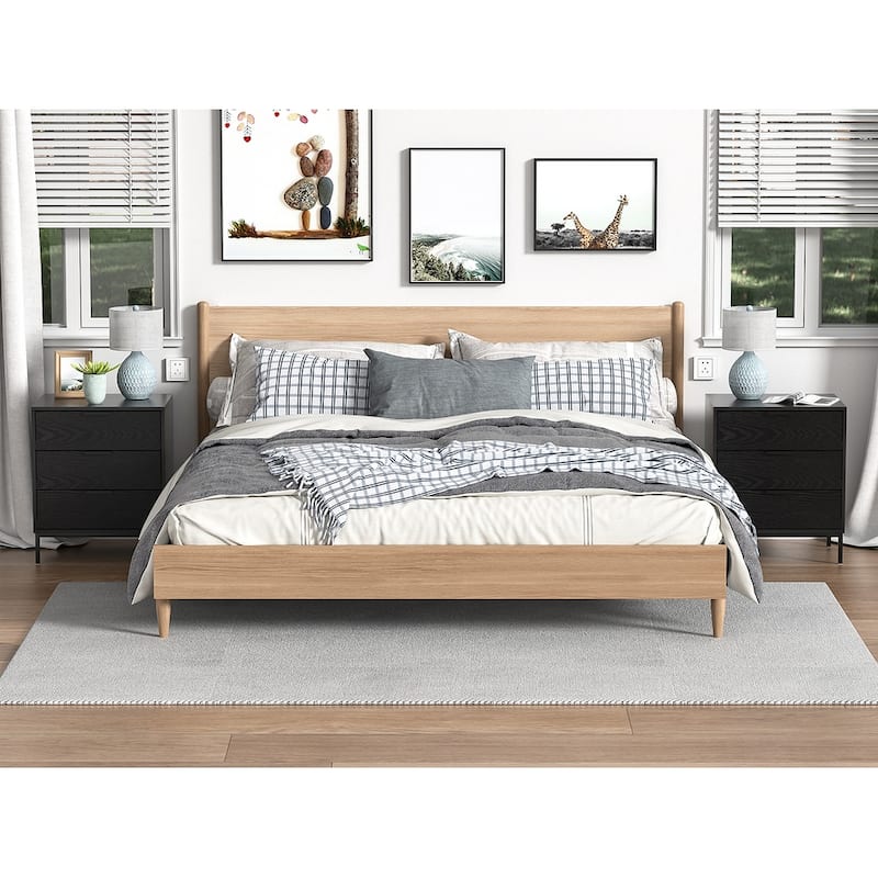 Anmytek Modern 3-Drawer Wood Nightstand Bedside Table End Table for Bedroom