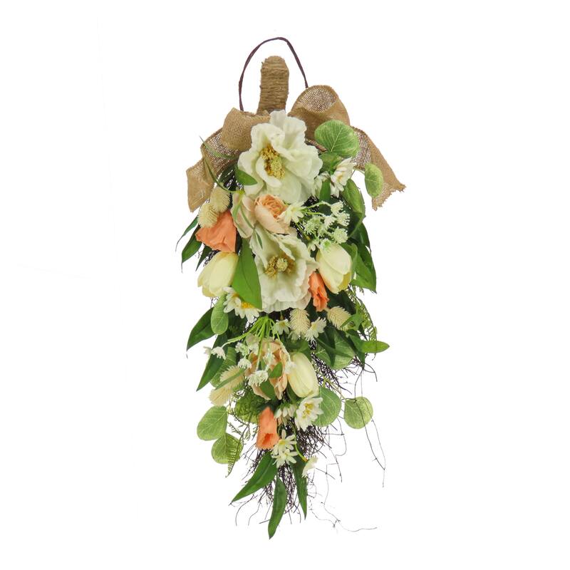 National Tree Company 26 in. Tulips, Poppies, and Buttercups Swag