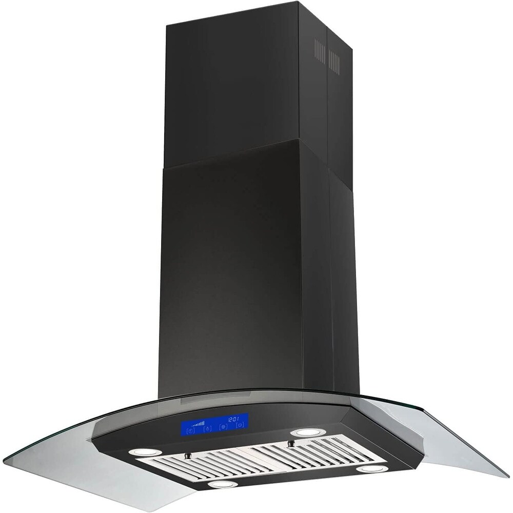 black ducted range hood