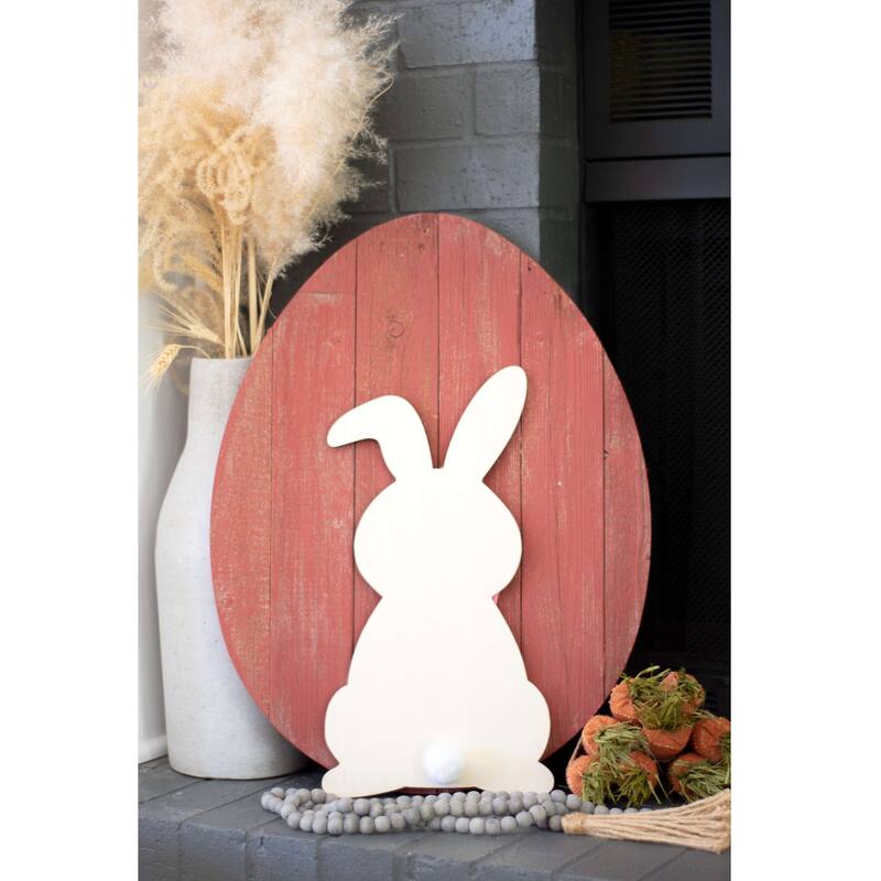 18" Rustic Farmhouse Wooden Large Egg - 18" H x 13.75" W