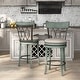 preview thumbnail 3 of 33, Wynn Contemporary Wood and Fabric Swivel Bar Height Chairs (Set of 2) by Furniture of America Antique Green - Counter Height - 23-28 in.