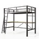 preview thumbnail 7 of 5, Twin Metal Loft Bed with L-Shaped Desk, Charging Station Loft Bed Frame Twin Size, Safety Guard & Ladder, Black