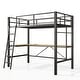 preview thumbnail 8 of 7, Twin Size Metal Loft Bed with Safety Guard & Ladder, No Box Spring Needed