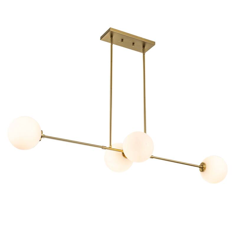 4-Light Modern Linear Chandelier Cluster Globe Glass Kitchen Island Light