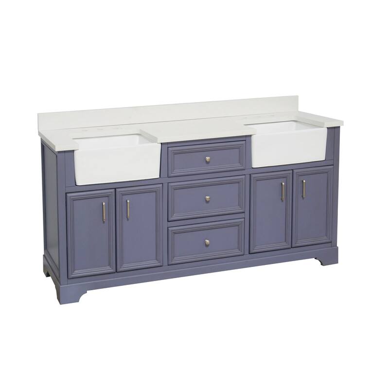 KitchenBathCollection Zelda 72" Double Farmhouse Vanity with Quartz Top
