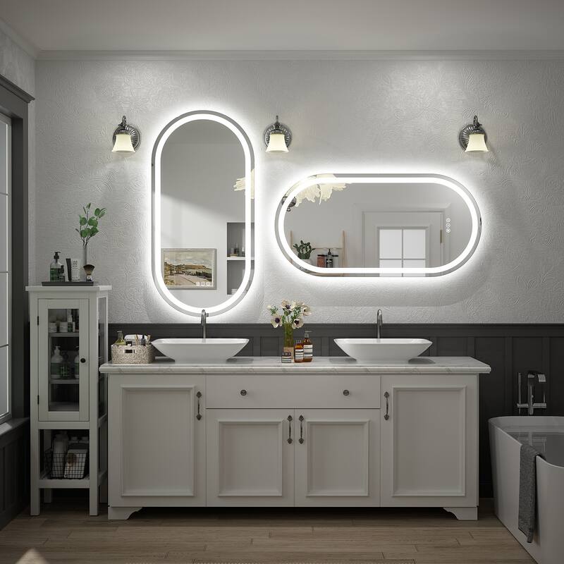 UL Certified Oval LED Lighted Anti-fog Wall Bathroom Vanity Mirror