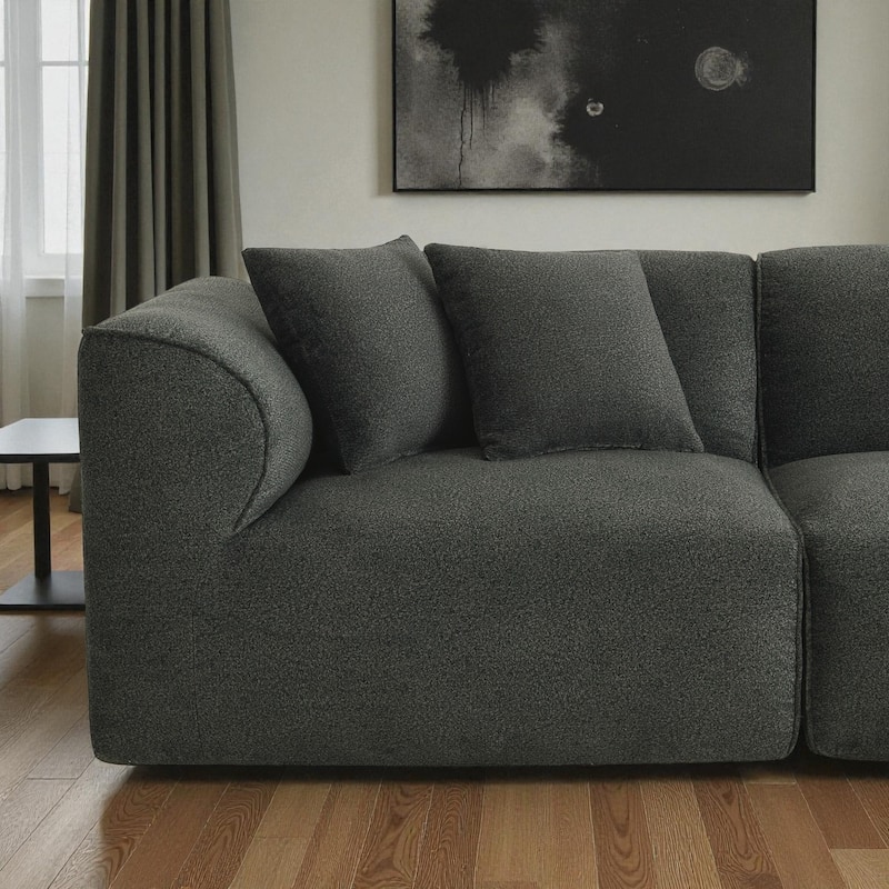 122" Luxury Velvet 4-Seater Sofa with Pure Sponge Cushions, Detachable Ottoman and 3 Throw Pillows for Living Room