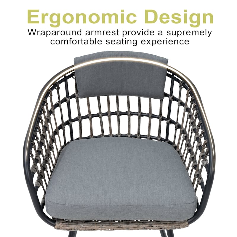 11-Piece Outdoor Dining Set Aluminum Dining Table with Cushioned PE Rattan Chairs