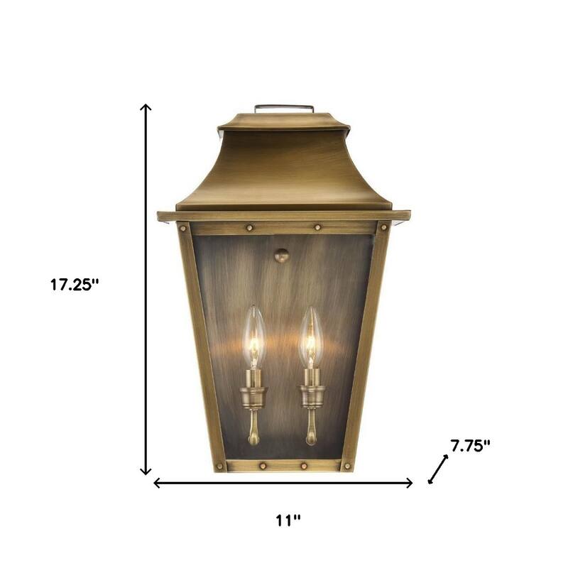 2-Light Pocket Wall Light with Tapered Clear Glass and Metal Frame - 7.75” x 11” x 17.25”