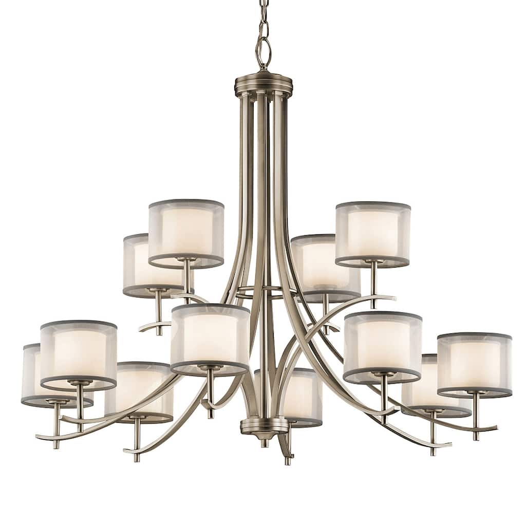 Kichler Tallie Bronze 12 Light 42" Wide Chandelier with Organza Shades
