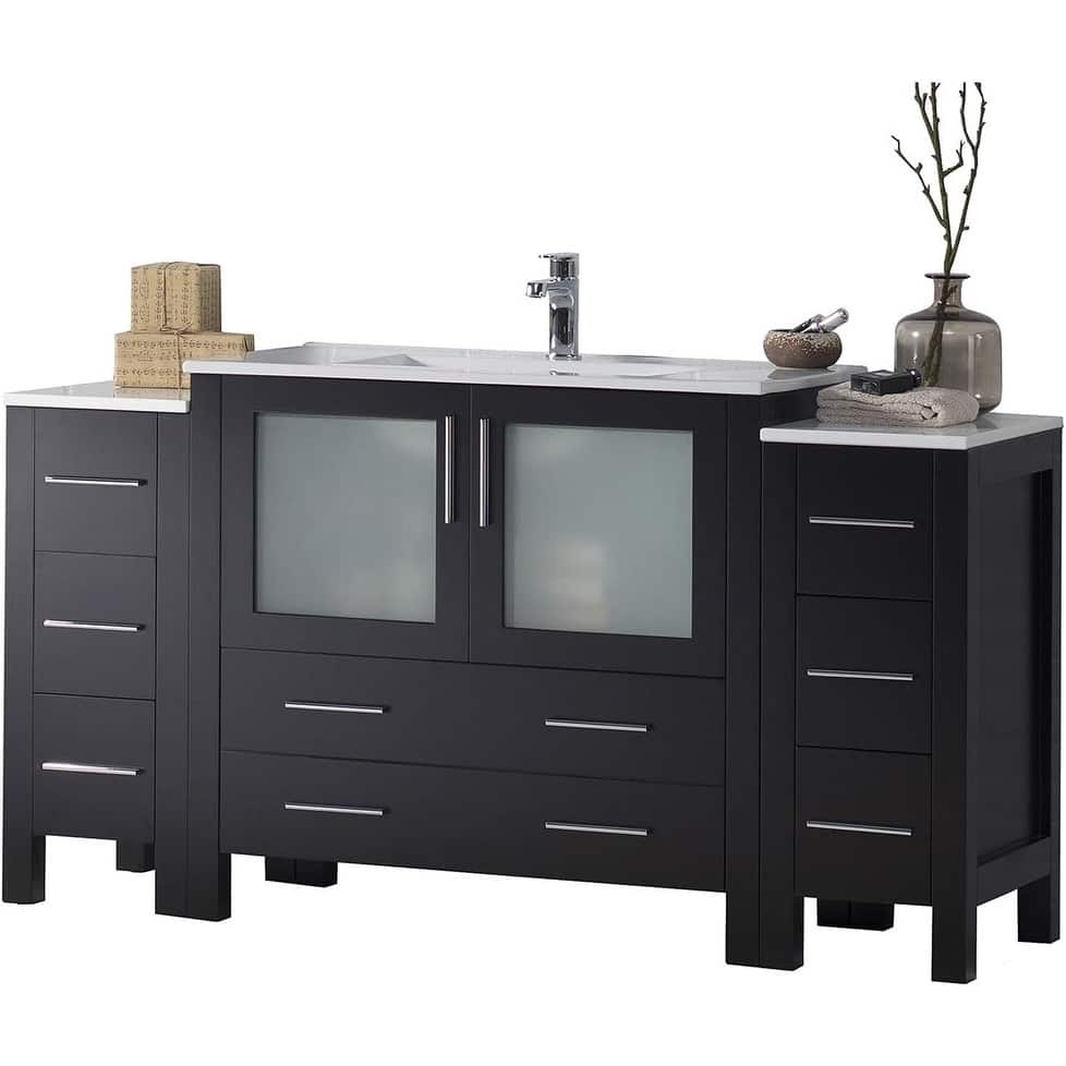 Blossom Sydney 60 Inch Solid Wood Double Sink Vanity with Side Cabinet