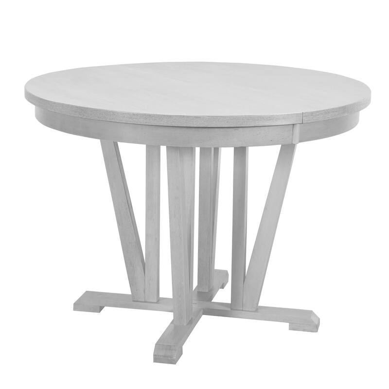 Rustic 5 Piece Extendable Round Dining Table Set