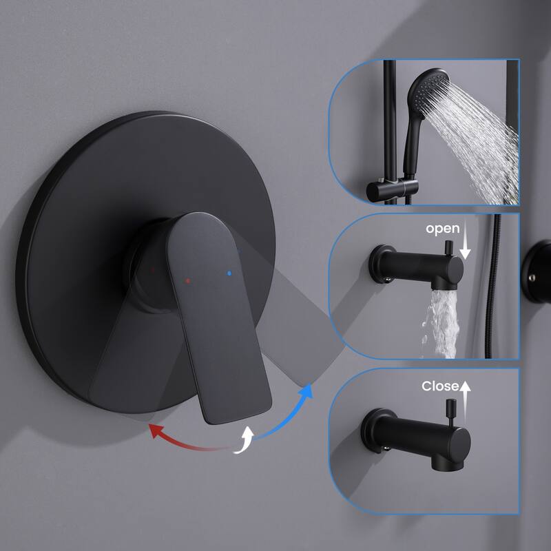 Wall-Mounted Tub and Shower Faucet Set with 3-Function Handheld Shower And Adjustable Slide Bar