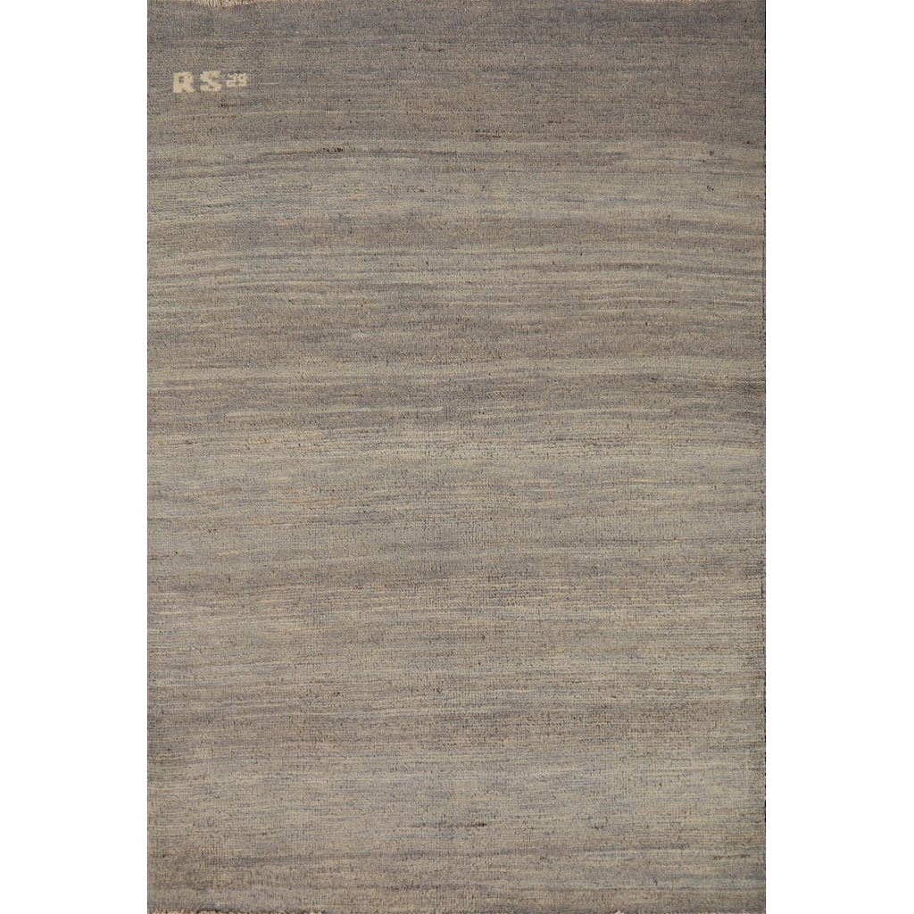 Striped Gabbeh Modern Foyer Rug Handmade Wool Carpet - 2'8"x 3'11"