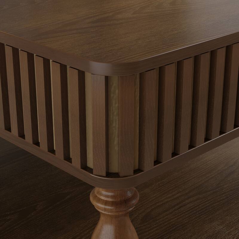Modern Solid Wood Veneered Round/Oval/Rectangular Coffee Tea Table with Storage.