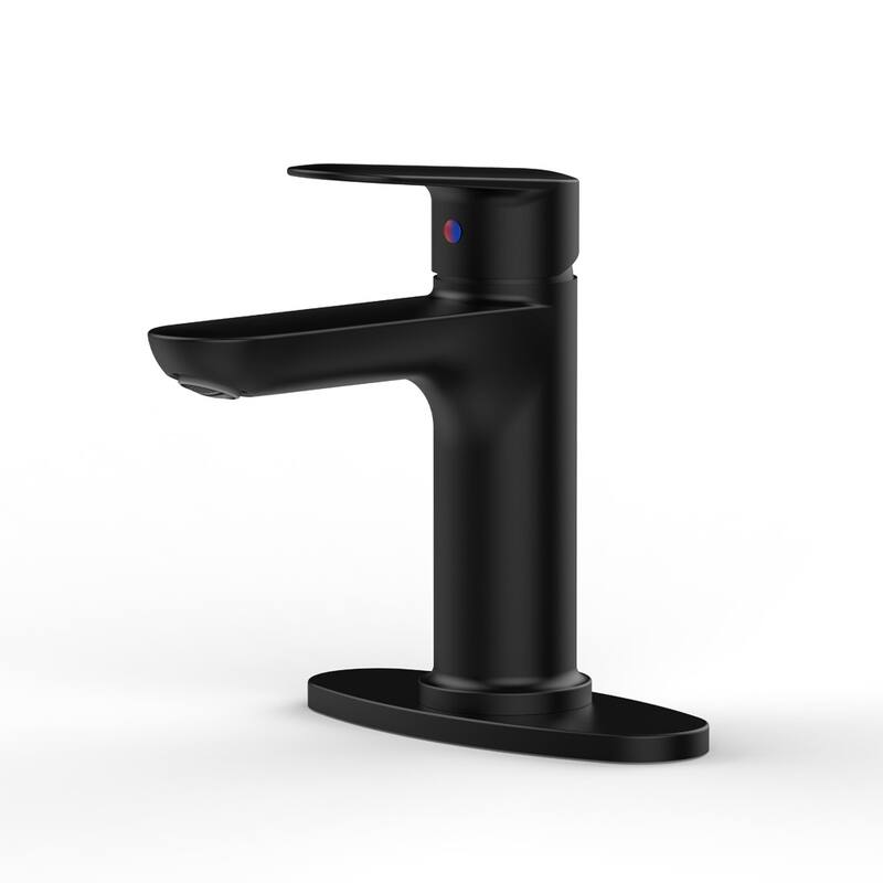 Matte Black Single Handle Bathroom Faucet with Deck For 1 or 3 Holes,Laundry Vanity Sink Faucet with Two 9/16" Hoses - Matte Black