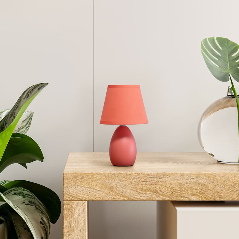 Ceramic Table Desk Lamp with Tapered Drum Shade - 9.5" - Orange